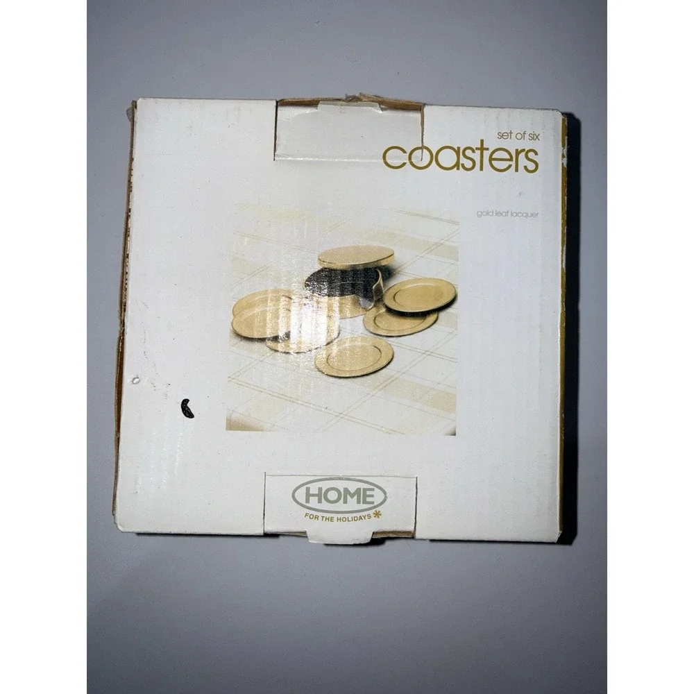 Home For The Holidays Gold And Ivory Collection Set Of 6 Coasters‎ NEW S